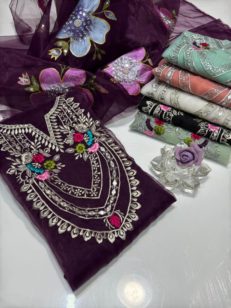 Beautiful Organza Sheesha Shirt Sequined Dupatta